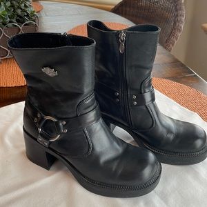 Black leather Harley Davidson Motorcycle Boots stock #81026
